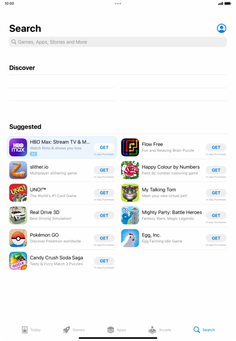 Press the search field.