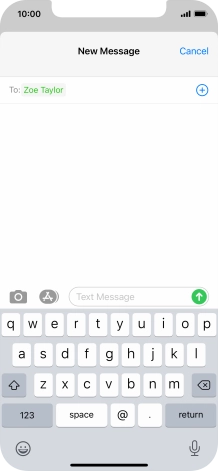 Press the text input field and write the text for your text message.