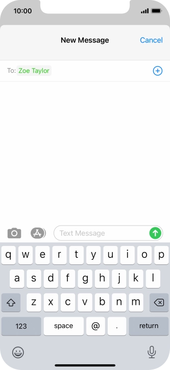Press the text input field and write the text for your text message.