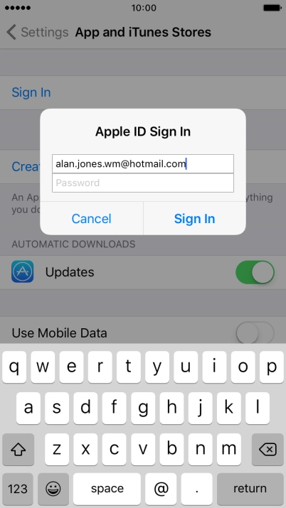 Press Password and key in the password for your Apple ID.