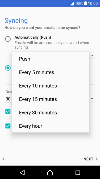 Press the required setting. Press the required setting.