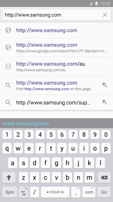 Key in the address of the required web page and press Go.
