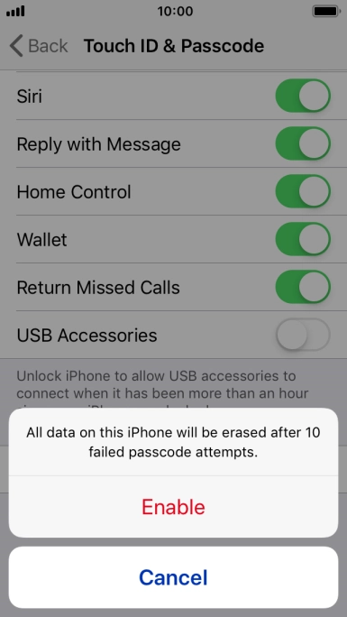 If you turn on the function, press Enable.