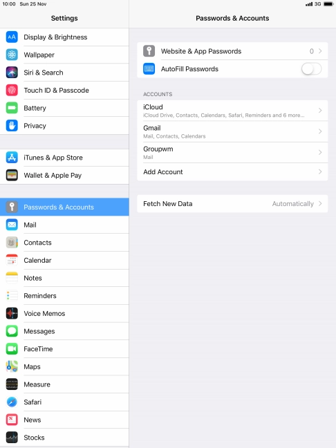 Press the required account.