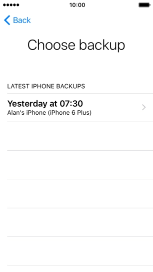 Press the required backup and your phone restores the contents of the selected backup. Follow the instructions on the screen to complete the activation.