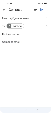 Press the text input field and write the text for your email message.