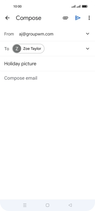 Press the text input field and write the text for your email message.