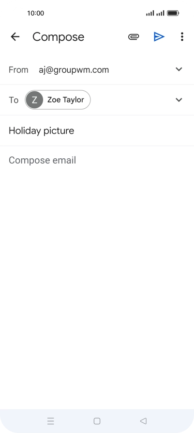 Press the text input field and write the text for your email message.