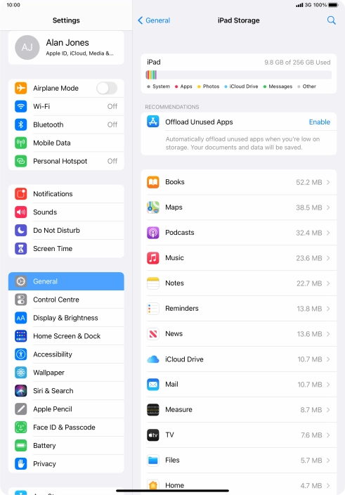 Press the required app.