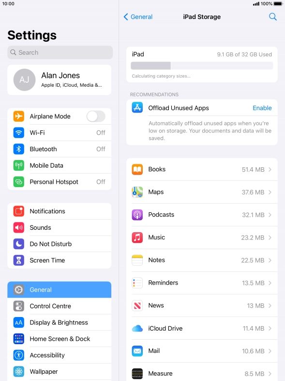 Press the required app.