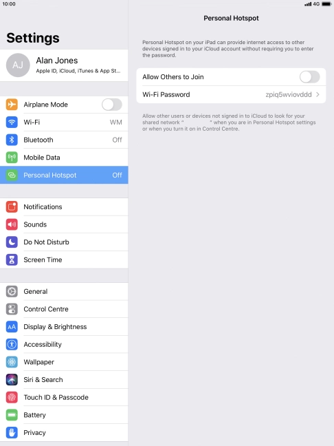 Press Wi-Fi Password and key in the required password.