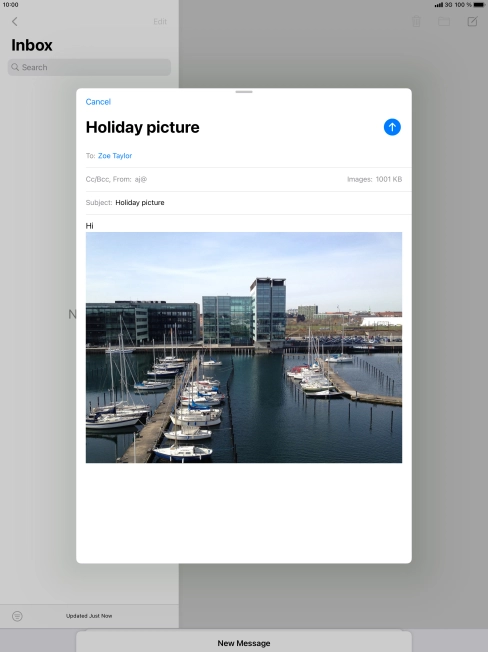 Press the send icon when you've finished your email message.