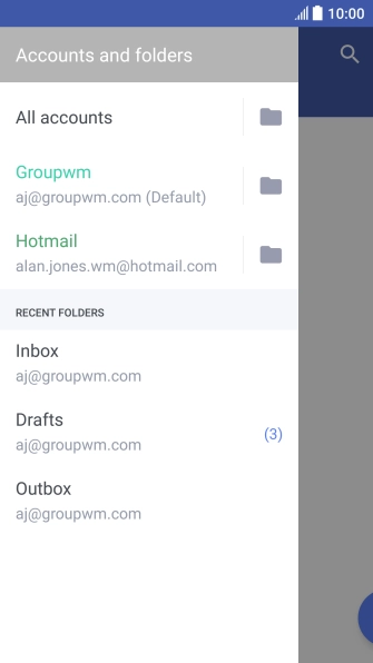 Press the required email account.