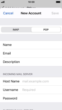 Press Host Name and key in the name of your email provider's incoming server.