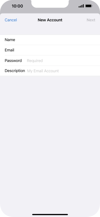 Press Password and key in the password for your email account.