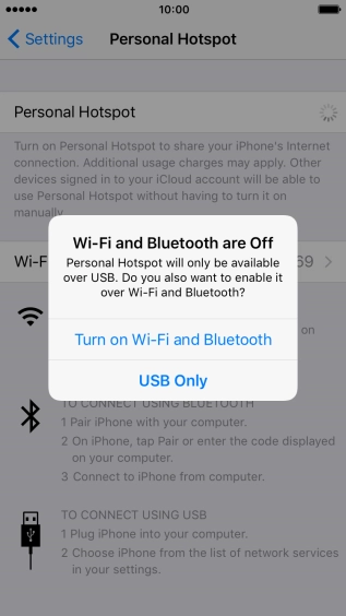 Press Turn on Wi-Fi and Bluetooth.
