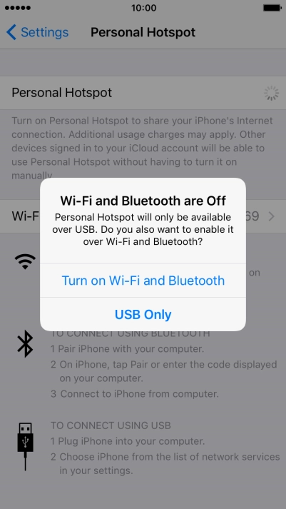 Press Turn on Wi-Fi and Bluetooth.