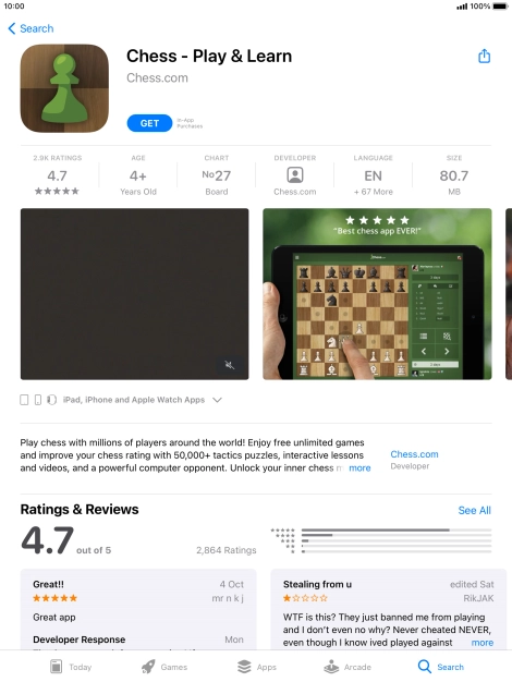 Press GET and follow the instructions on the screen to install the app.
