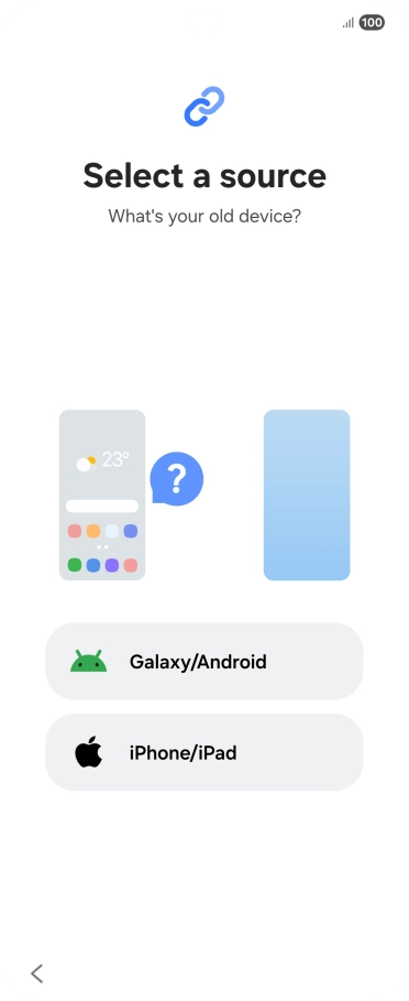 Press the required setting and follow the instructions on the screen to transfer the content from another phone. Press the required setting and follow the instructions on the screen to transfer the content from another phone.