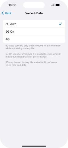 To turn on automatic switch between 5G and 4G, press 5G Auto. To turn on automatic switch between 5G and 4G, press 5G Auto.