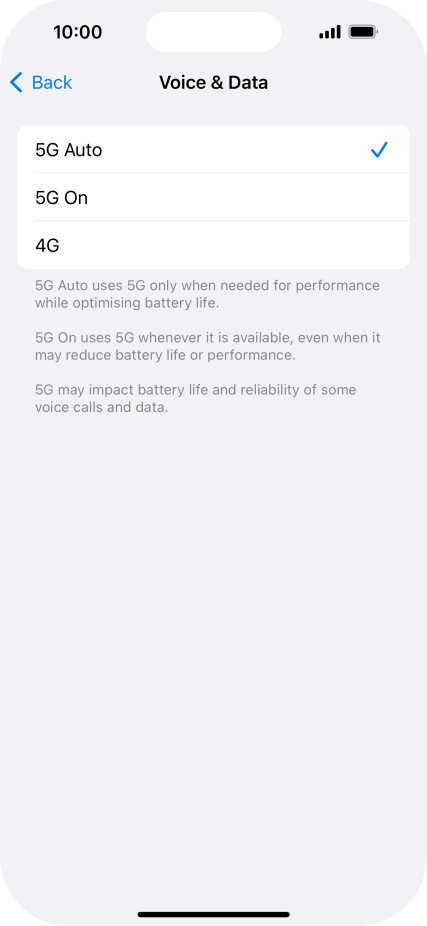 To turn on automatic switch between 5G and 4G, press 5G Auto. To turn on automatic switch between 5G and 4G, press 5G Auto.