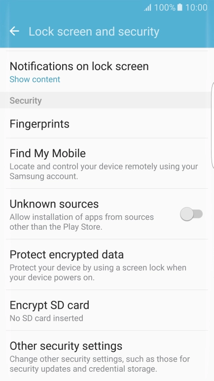 Press Other security settings.