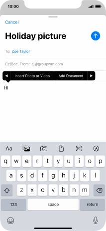 Press Insert Photo or Video and follow the instructions on the screen to attach a picture or a video clip.