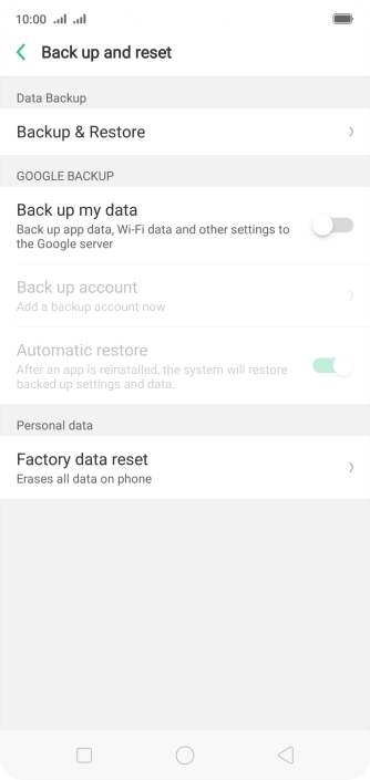 Press Factory data reset.