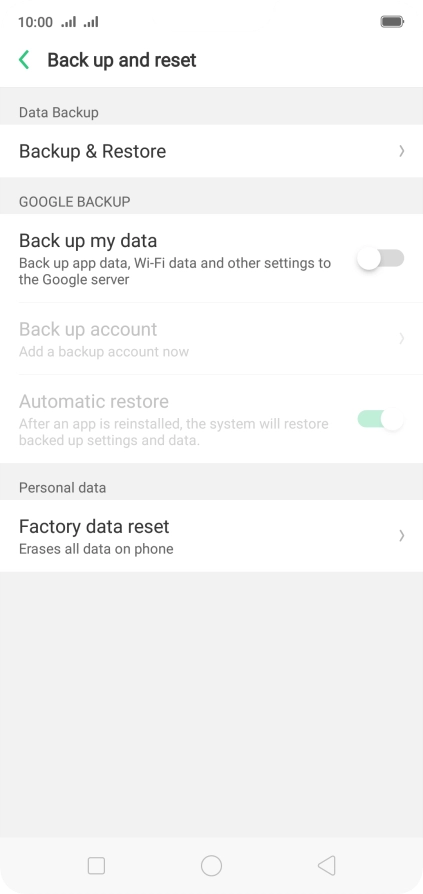 Press Factory data reset.