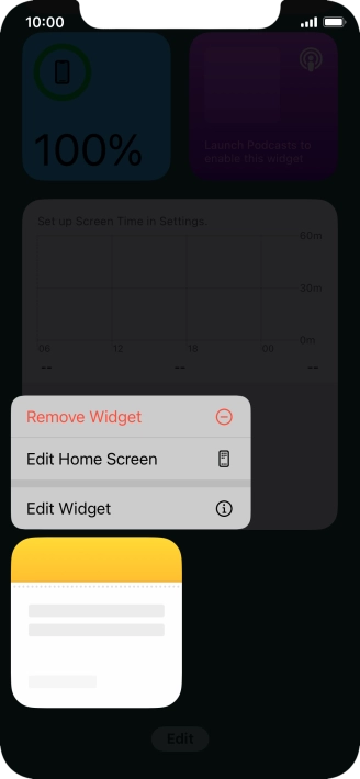 Press Remove Widget.