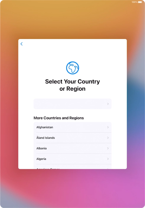 Press the required country or area.