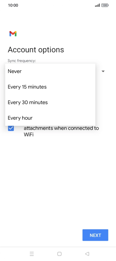 Press the required setting.