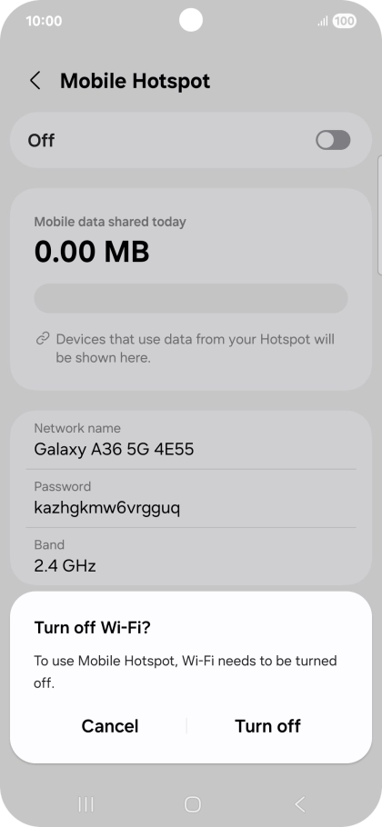 Press Turn off. Press Turn off.