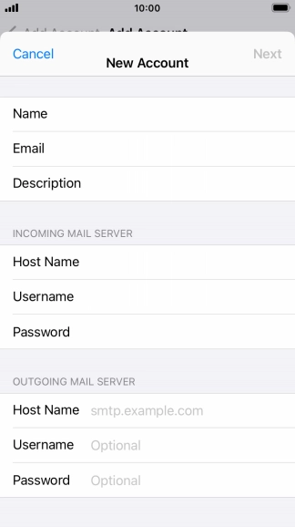 Press Host Name and key in the name or IP address of your email provider's outgoing server. Please note that if you can't send email messages when using your email provider's outgoing server, key in smtp.vodafone.net.au (Vodafone's outgoing server).