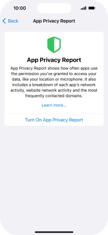 Press Turn On App Privacy Report to turn on the function.