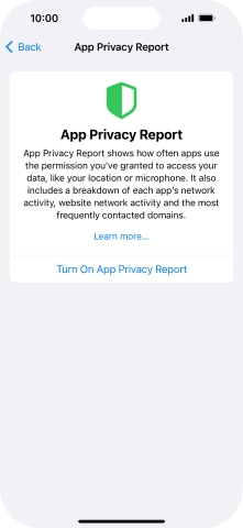 Press Turn On App Privacy Report to turn on the function.