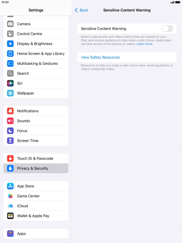 Press the indicator next to 