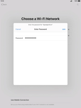 Key in the password for the Wi-Fi network and press Join.