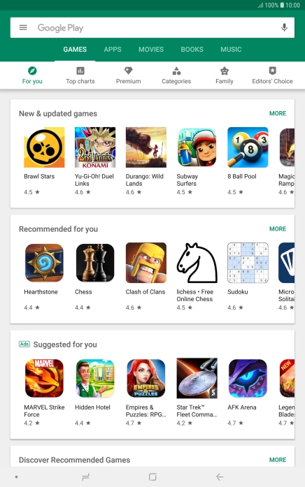 Press the search field.