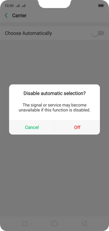 Press Off and your phone will search for networks.