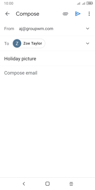 Press the text input field and write the text for your email message.