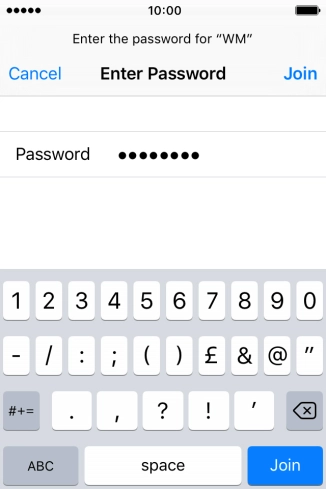 Key in the password for the Wi-Fi network and press Join.