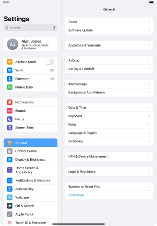 Press Software Update. If a new software version is available, it's displayed. Follow the instructions on the screen to update the tablet software.