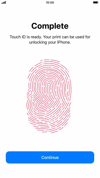 Press Continue. If you haven't previously selected a phone lock code, key in a code of your own choice twice.