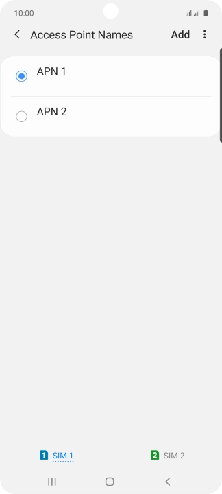 Press the field next to the data connection to activate it.
