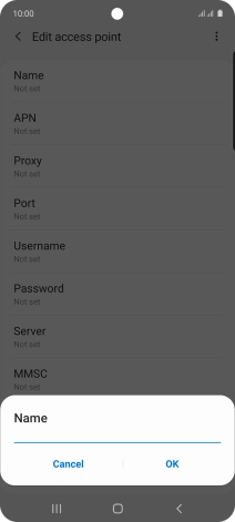 Key in Vodafone Internet and press OK.