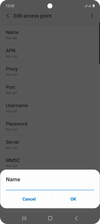 Key in Vodafone Internet and press OK.