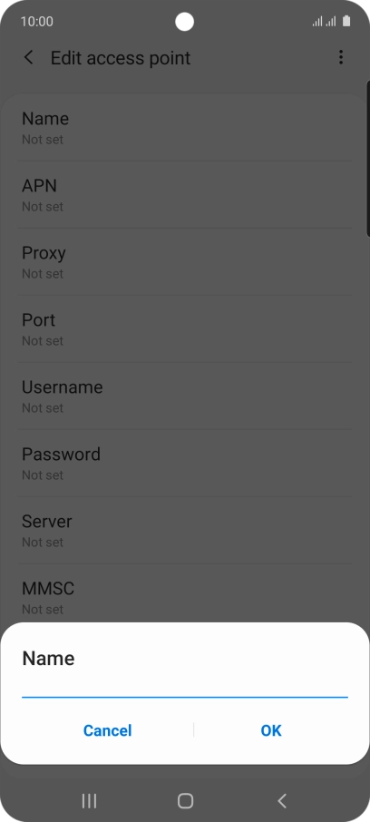 Key in Vodafone Internet and press OK.