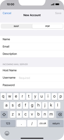 Press Username and key in the username for your email account.