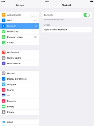 Press the required Bluetooth device and follow the instructions on the screen to pair the device with your tablet.